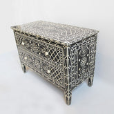 Maaya Bone Inlay Chest Sideboard Black and White